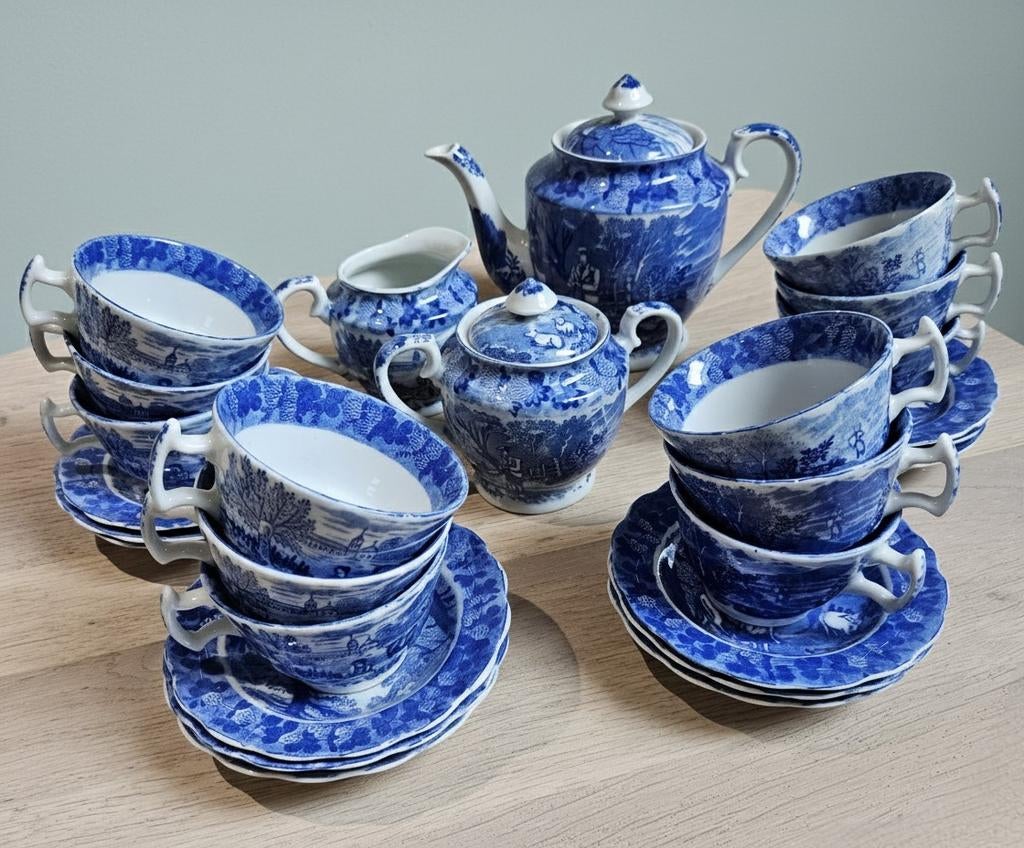Leuk blauw/wit thee- of koffieserviesje, Huis en Inrichting, Keuken | Servies, Ophalen