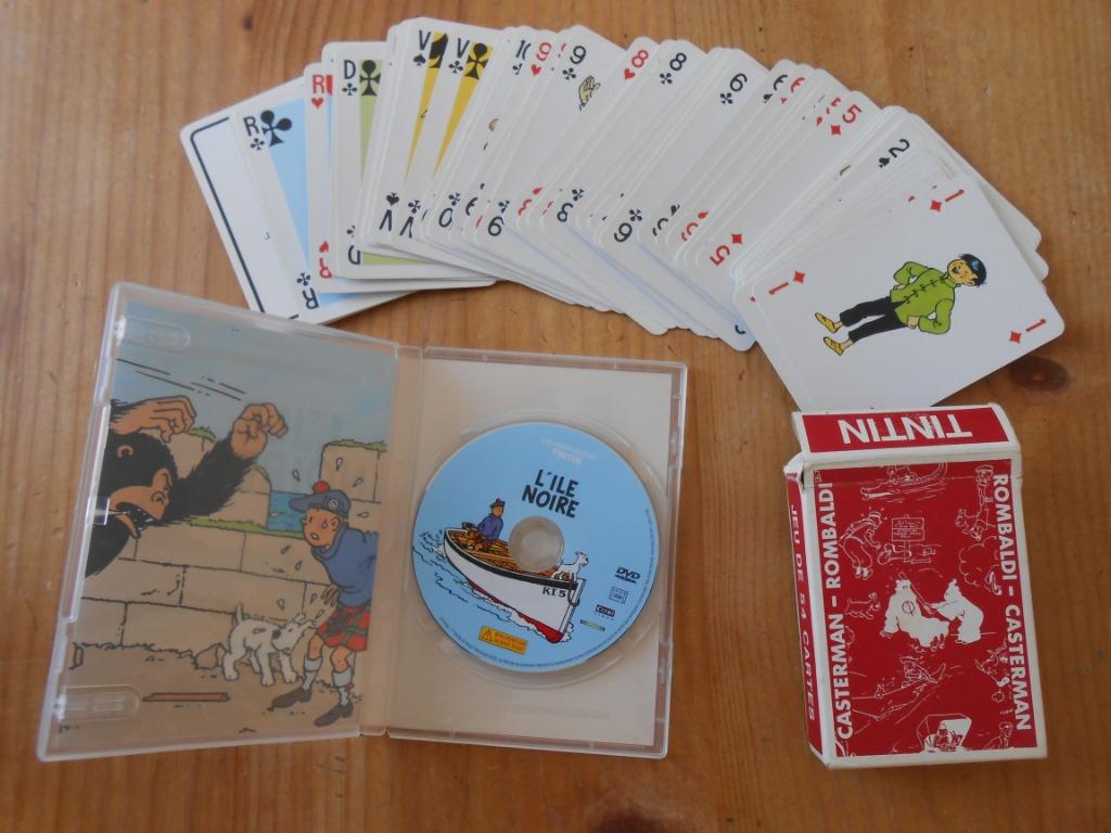 Tintin jeu de cartes rombaldi Casterman rouge ET mini dvd, Enlèvement, Tintin, Comme neuf