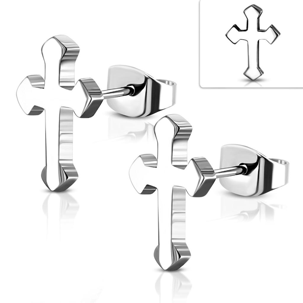 Boucles d'oreilles croix en acier chirurgical, Enlèvement ou Envoi, Autres matériaux, Argent, Neuf