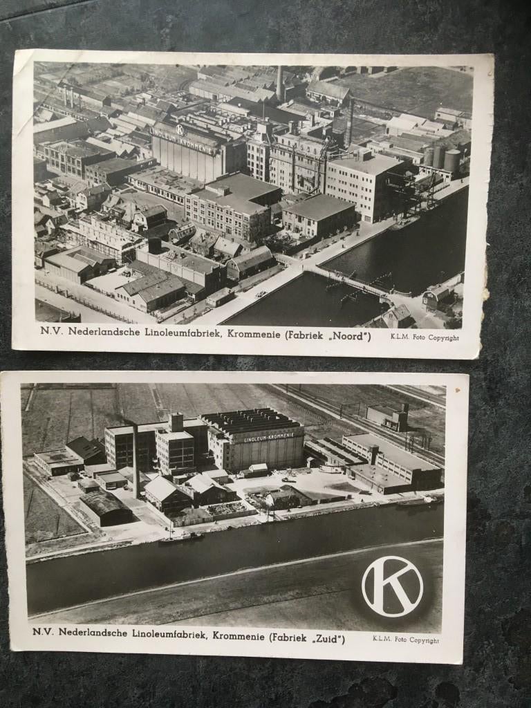 2 cartes de Krommenie - Usine néerlandaise de linoléum, Collections, Cartes postales | Pays-Bas, Enlèvement ou Envoi