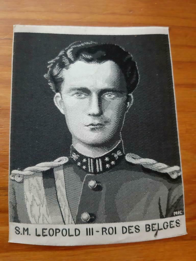 Zeldzaam Geweven afbeelding Koning Leopold III 10x13cm, Verzamelen, Ophalen of Verzenden, Zo goed als nieuw