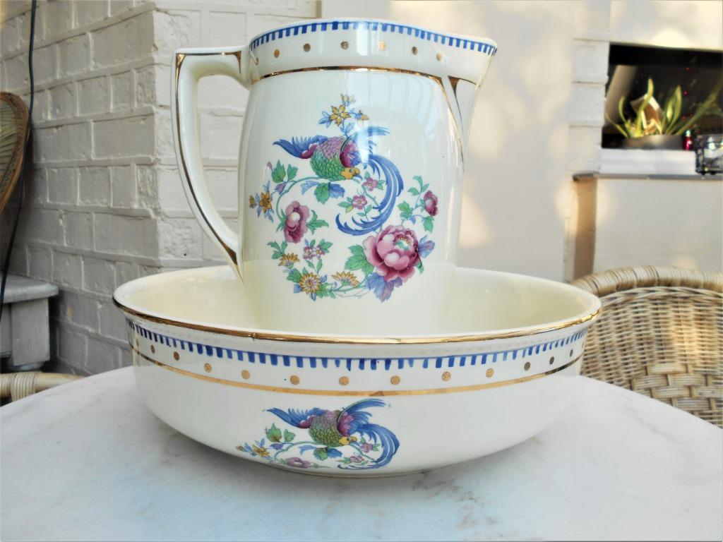 bel ensemble bassine+ broc faience Boch Keramis la Louvière, Antiquités & Art, Enlèvement ou Envoi
