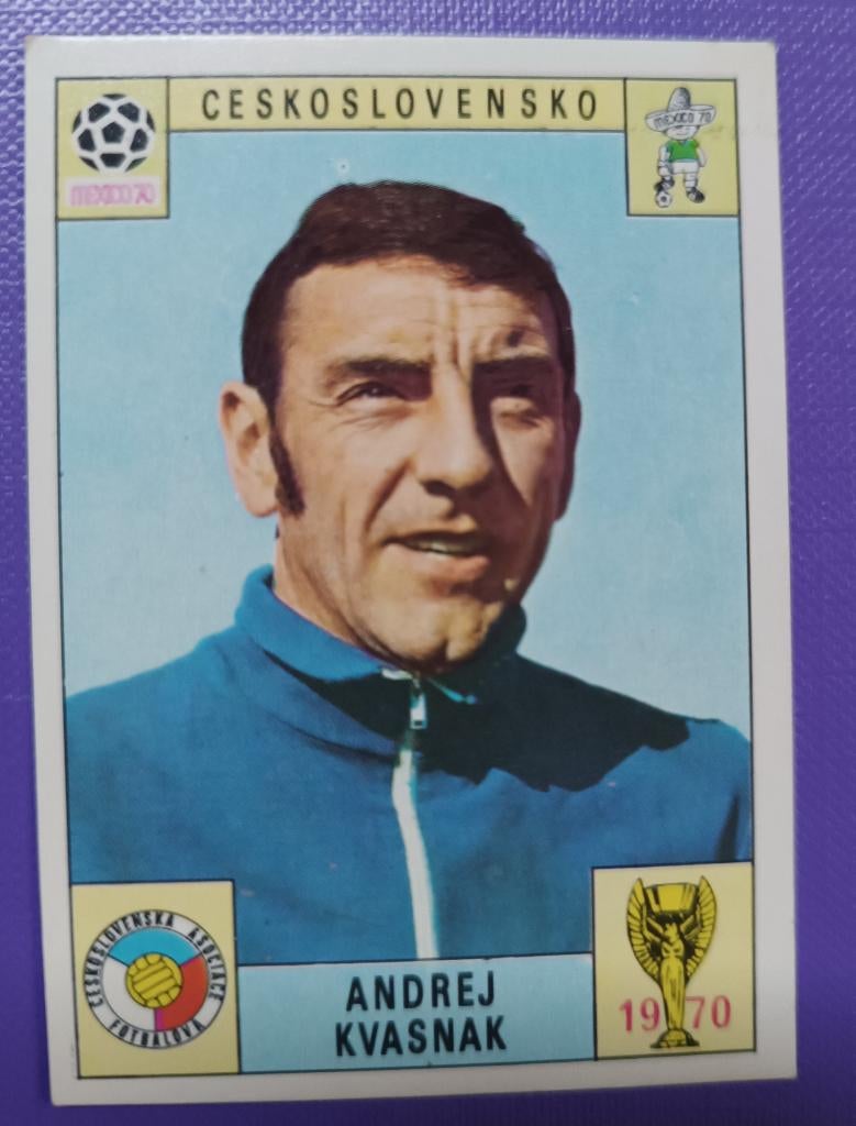 Panini carte anno 1970 foot Coupe du monde Mexique70 KVASNAK, Envoi, Image