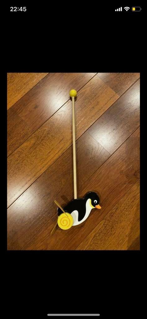 Houten duwstok Pinguin 58 cm, Ophalen of Verzenden, Zo goed als nieuw