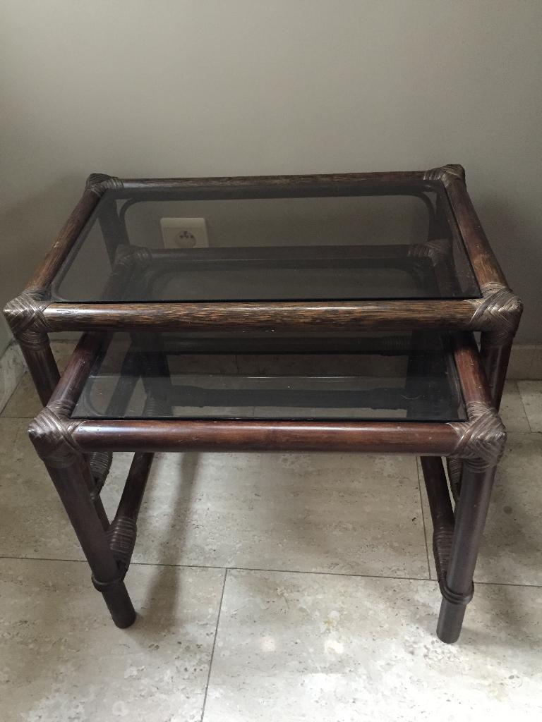 bamboe tafeltjes , plantentafeltjes , nesting tables, Antiek en Kunst, Ophalen