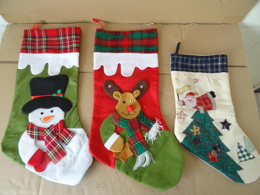 Chaussettes de Noël vintage chaussette de Noël 50 cm + 38 cm, Enlèvement ou Envoi, Utilisé