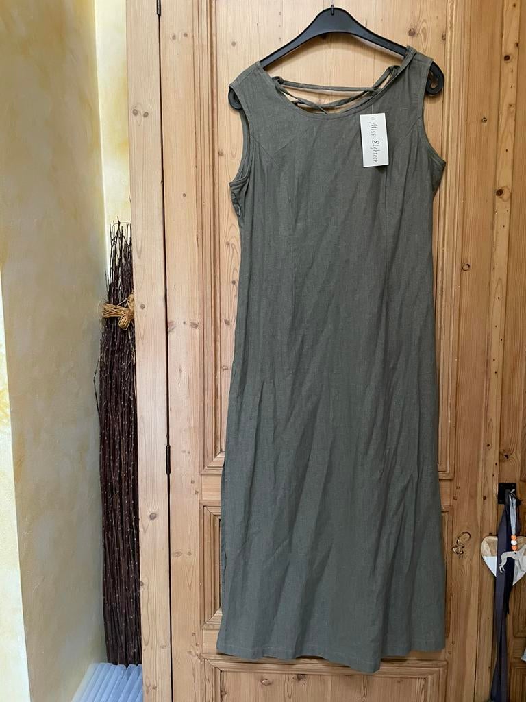 Nouvelle robe midi en lin kaki L, Enlèvement ou Envoi