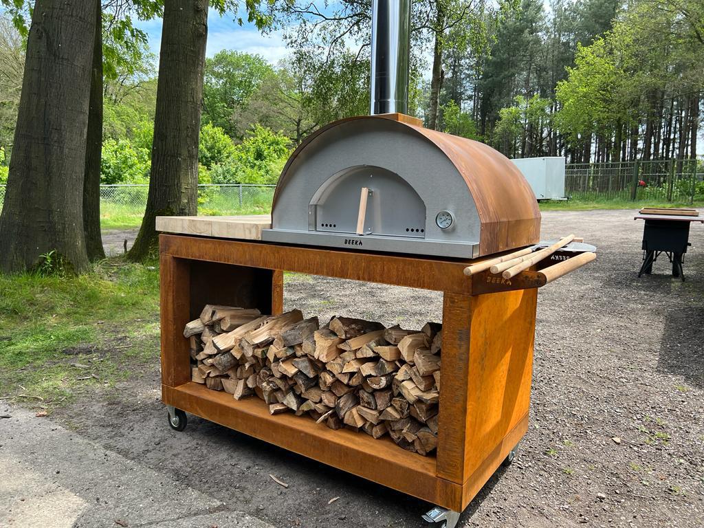 BEEK CORTEN 90 Grande met extra brede bakvloer, cortenstaal, Tuin en Terras, Pizzaovens, Nieuw, Ophalen of Verzenden