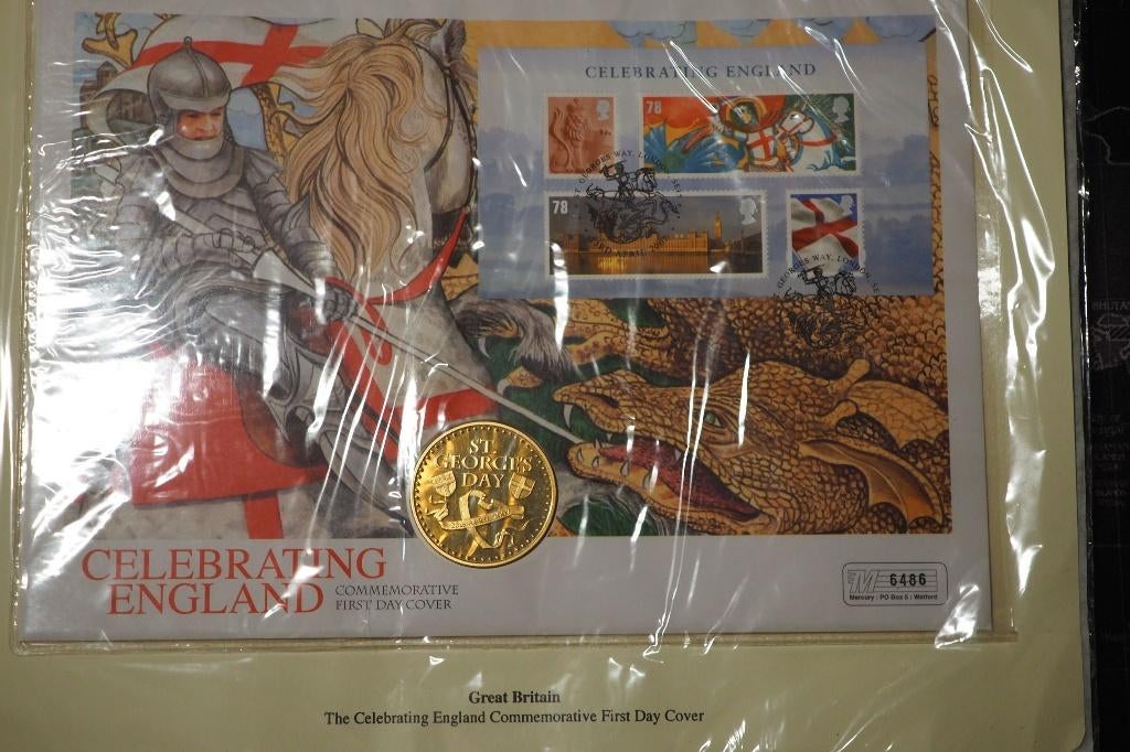 Célébration de l’Angleterre St Georges Medaille et Timbres, Timbres & Monnaies, Enlèvement ou Envoi, Or