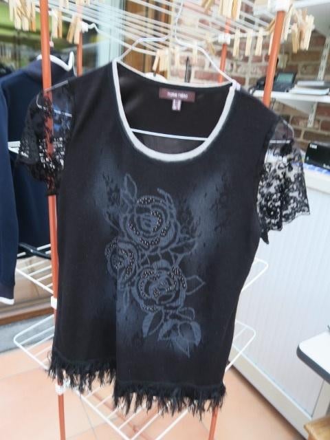 Topje zwart mouw kant Marie Méro mt 38, Kleding | Dames, Maat 38/40 (M), Zwart, Marie Méro, Ophalen of Verzenden
