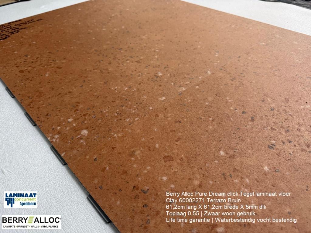 Pvc Dream Click Clay Terrazzo Bruin 61cm lang X 61cm brede, Bruin, 75 m² of meer, Nieuw, Ophalen of Verzenden