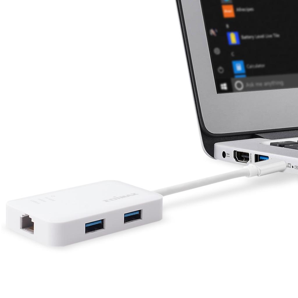 USB-C to 3-Port USB 3.0 Gigabit Ethernet Hub, Computers en Software, Dockingstations, Laptop, Nieuw, Ophalen of Verzenden, Edimax