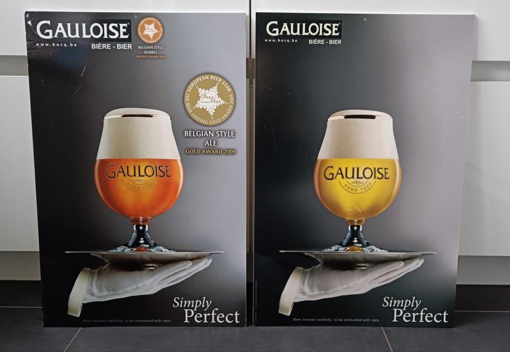 Gauloise bier reclame borden 40 x 60cm, Ophalen of Verzenden, Gebruikt, Reclamebord, Plaat of Schild, Overige merken