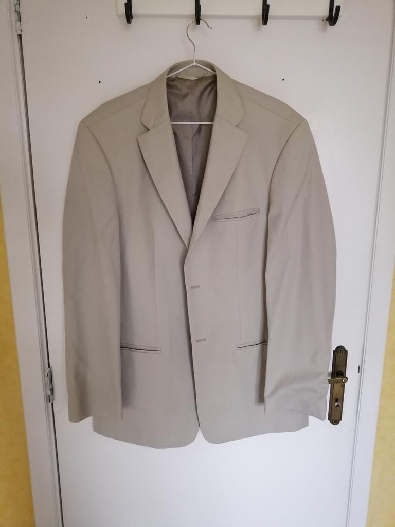 Veste de costume WE, beige gris, T. 50, laine et coton, Vêtements | Hommes, Enlèvement ou Envoi, Comme neuf, Beige