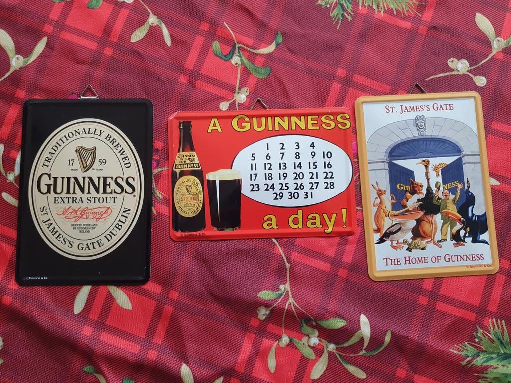 3 Kleine Reclameborden - Guinness -, Ophalen of Verzenden, Gebruikt, Reclamebord, Plaat of Schild, Overige merken