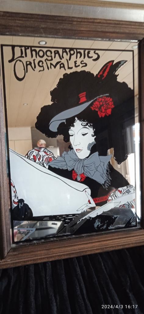 Miroir George de Feuere vintage « litographie originale », Maison & Meubles, Accessoires pour la Maison | Miroirs, Enlèvement ou Envoi