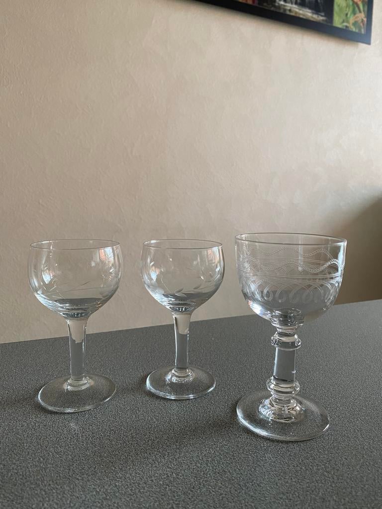 3 port- of likeurglaasjes, Antiek en Kunst, Ophalen