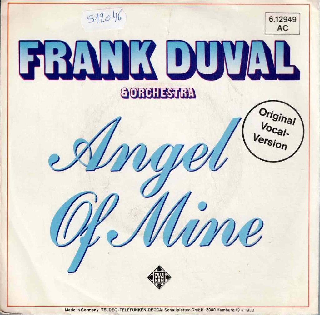 Vinyl, 7"   -   Frank Duval & Orchestra – Angel Of Mine, Ophalen of Verzenden, Overige formaten