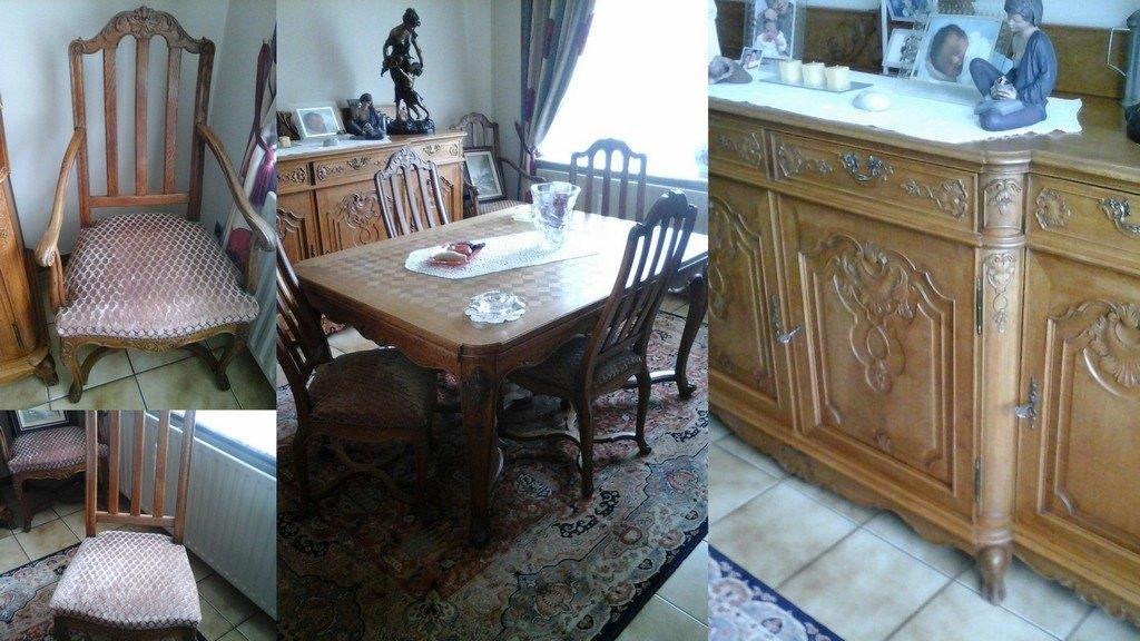 Salle à manger en chêne, Maison & Meubles, Enlèvement, Utilisé, Régence Liégeoise "Louis Philippe", 4 à 6 chaises