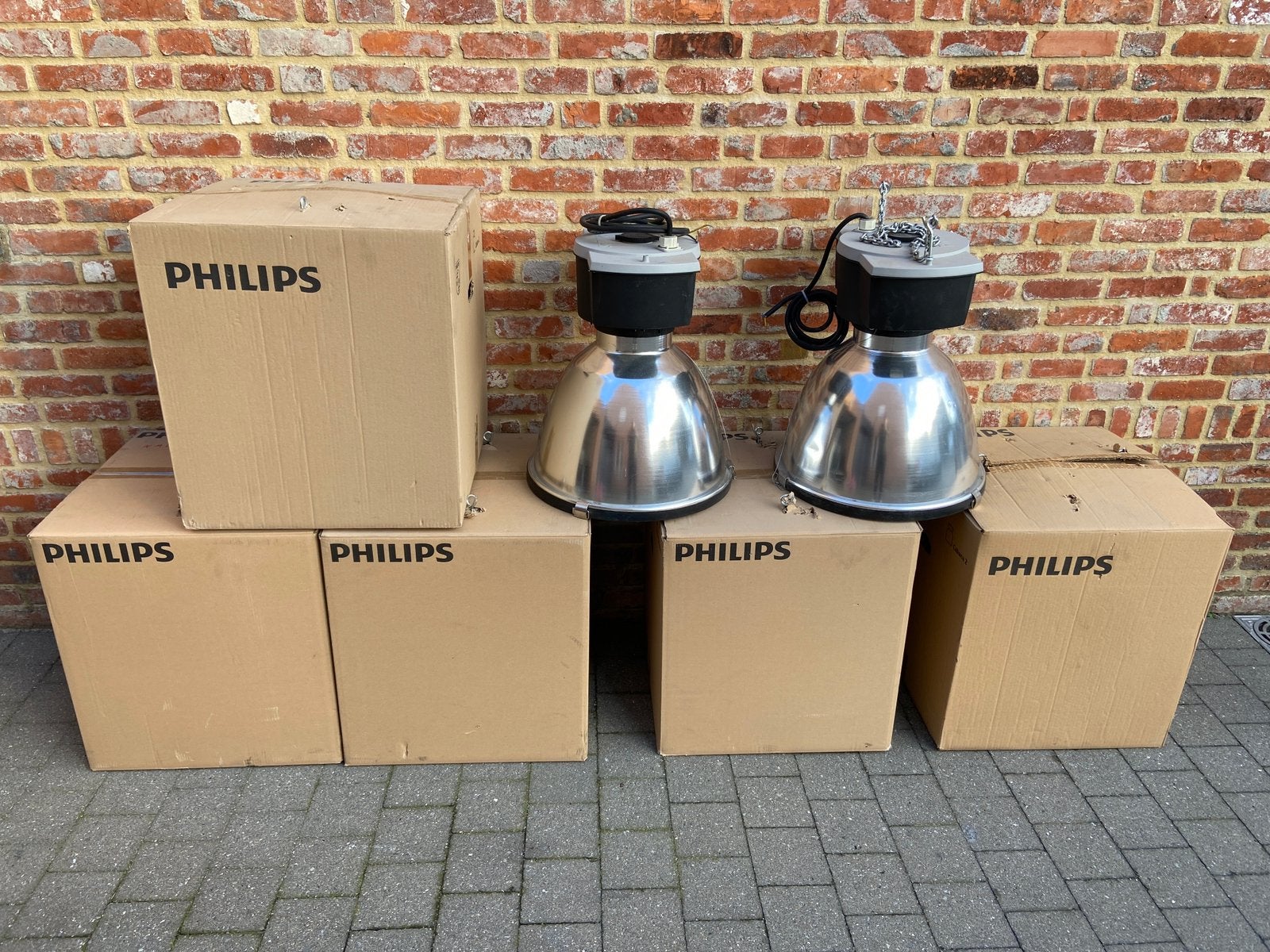 7x Philips Cabana 2 Industriele Hanglampen Set Voor €100, Ophalen, Zo goed als nieuw, Glas, Industrieel