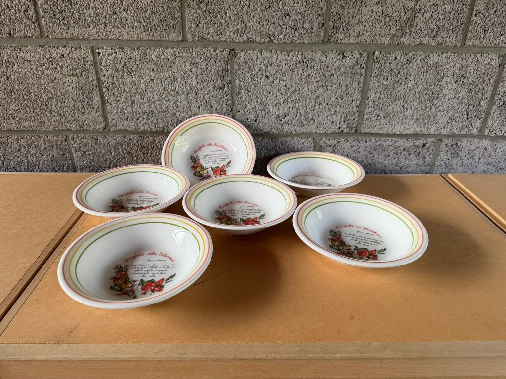 Set van 6 Italiaanse pastaborden / diepe borden – Tre Ci, Huis en Inrichting, Ophalen, Gebruikt, Overige merken, Vintage