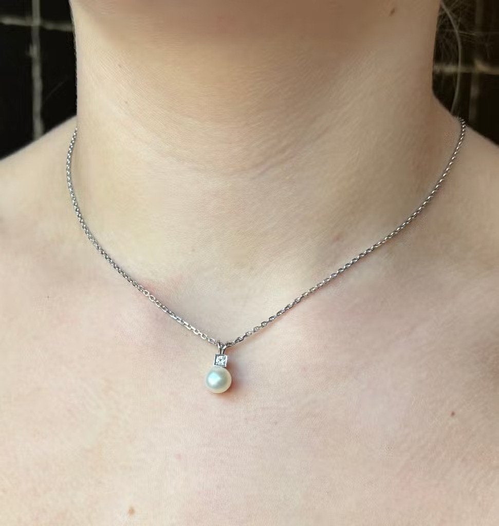 Diamant parel fraaie anker schakel 14k ketting goud hanger, Handtassen en Accessoires, Ophalen of Verzenden, Zo goed als nieuw