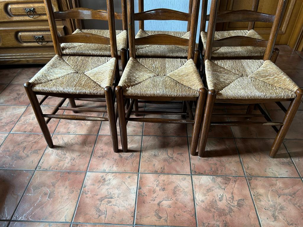 6 eiken stoelen met riet zitting, Ophalen
