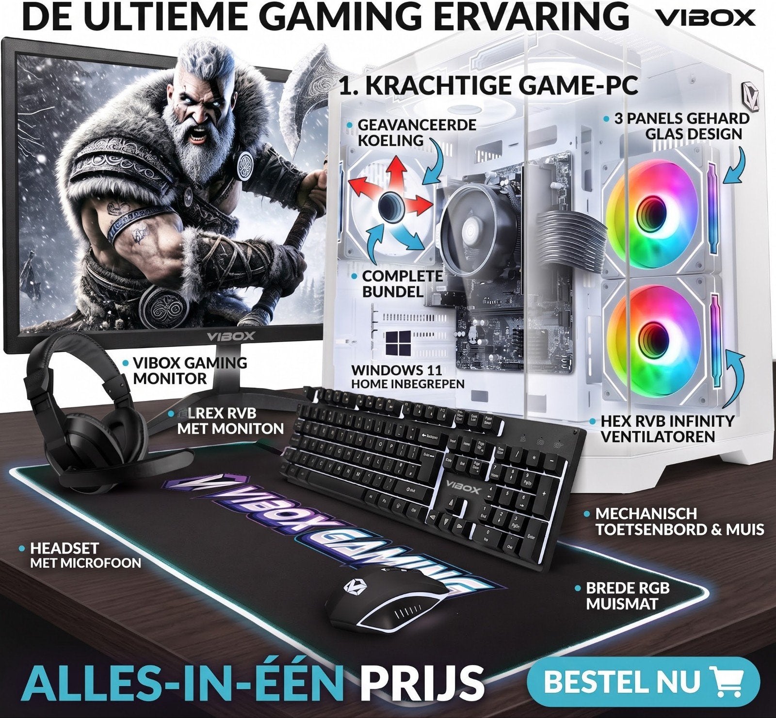 Vibox I-529 Complete gamer-pc, Computers en Software, Desktop Pc's, Ophalen of Verzenden, 16 GB, Gaming, SSD