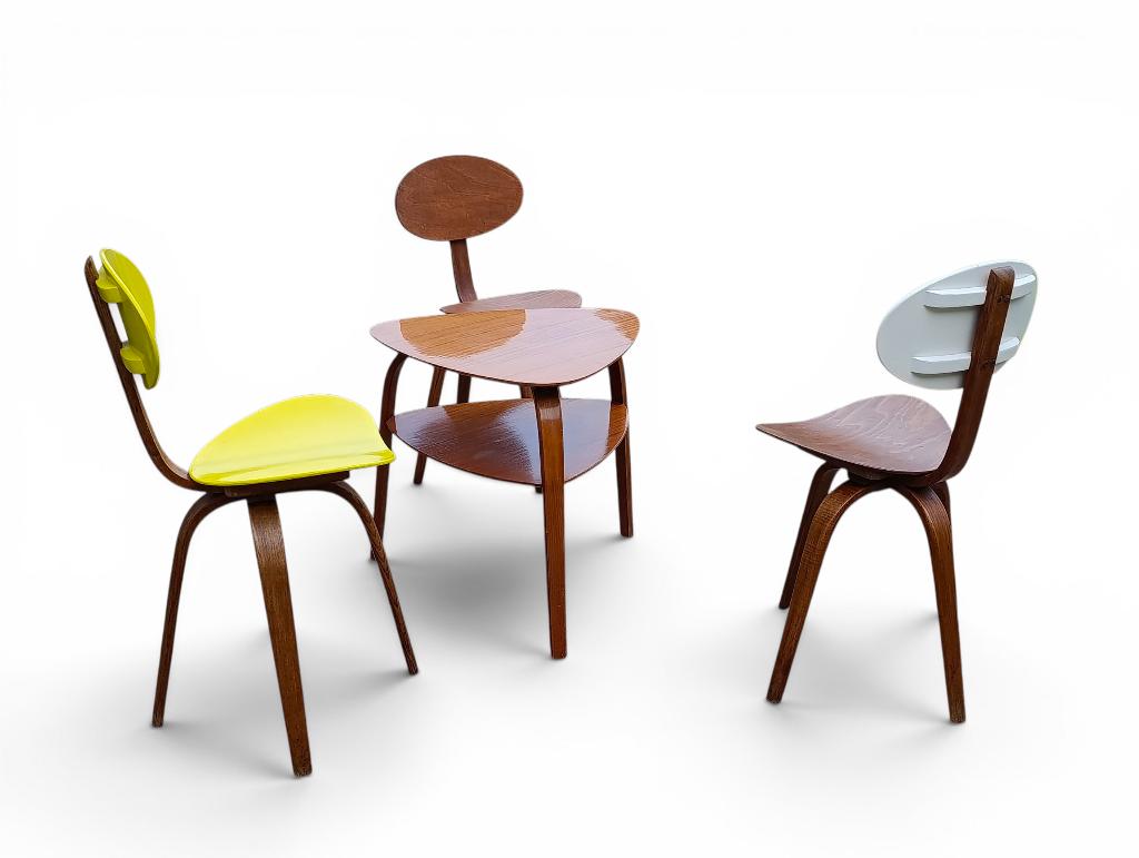 Hugues Steiner bow wood n3 chair Steiner France 1952 Plywood, Huis en Inrichting, Stoelen, Ophalen of Verzenden, Hout