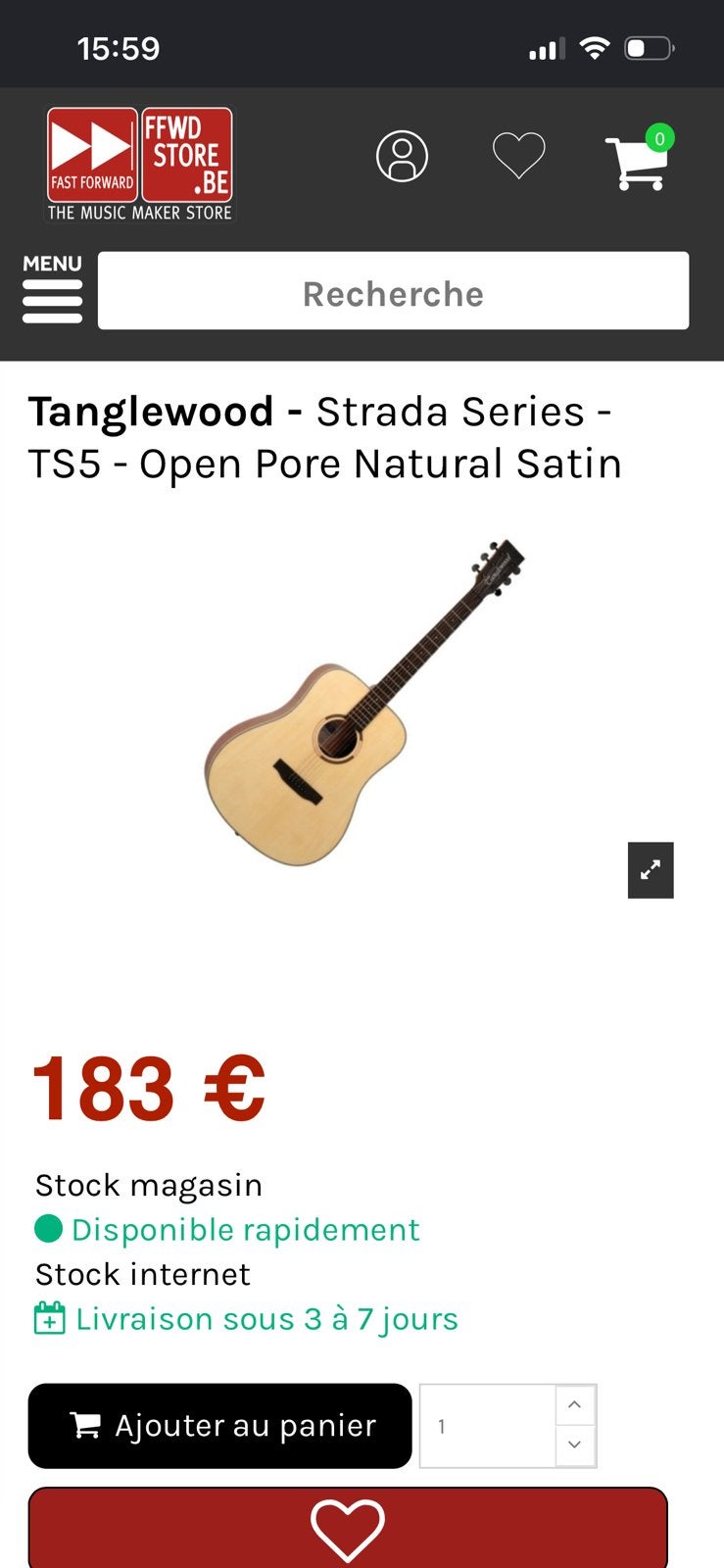 Guitare Tangelwood strada TS5, Muziek en Instrumenten, Ophalen, Zo goed als nieuw