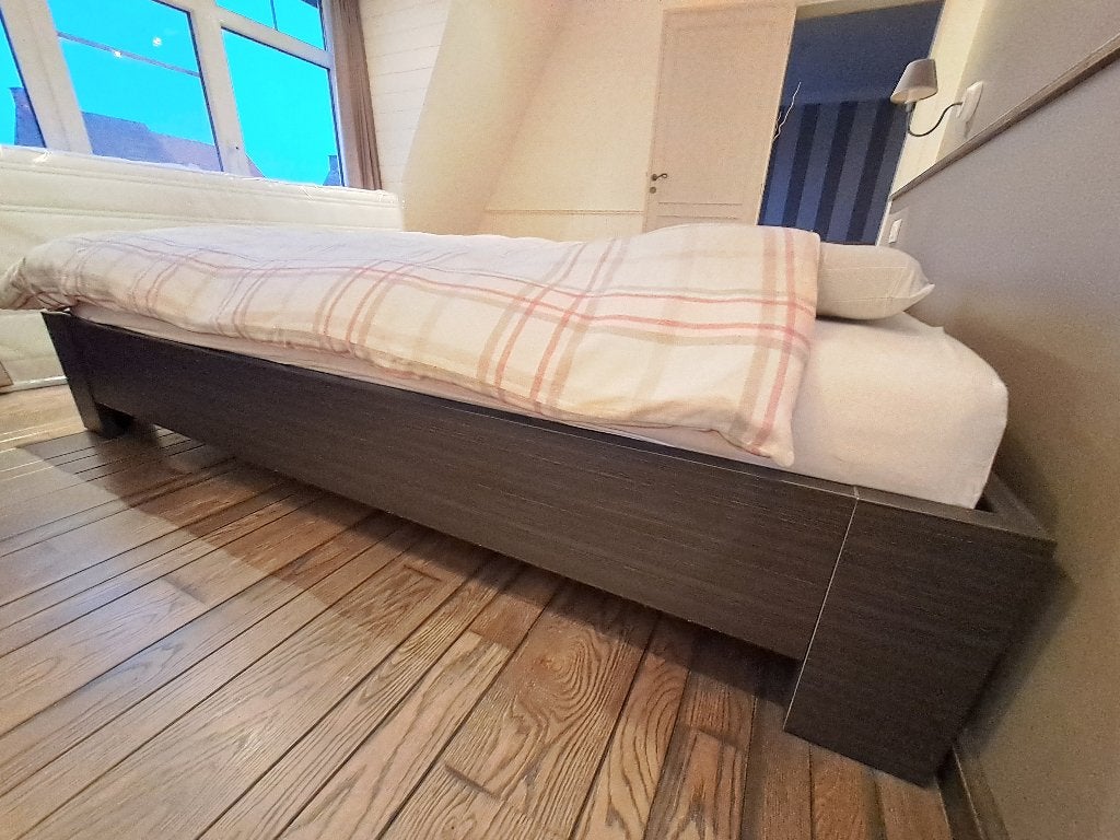 Tweepersoonsbed (L=220cm), Ophalen, Bruin, Tweepersoons, 180 cm