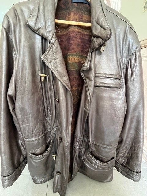 Lederen herenjas XL, Kleding | Heren, Ophalen, Andere, Maat 56/58 (XL), Gedragen