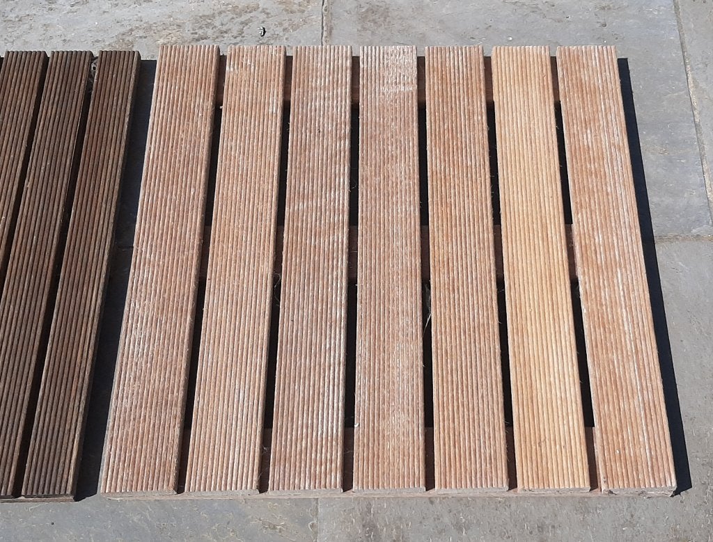 nieuwe terrastegel hardhout met ribbel 50cm x 50cm, Neuf, Tuiles de terrasse, Enlèvement, Bois