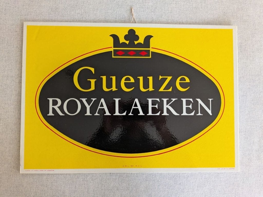 Panneau d'affichage vintage en carton Gueuze Royalaeken, Collections, Enlèvement ou Envoi, Panneau, Plaque ou Plaquette publicitaire