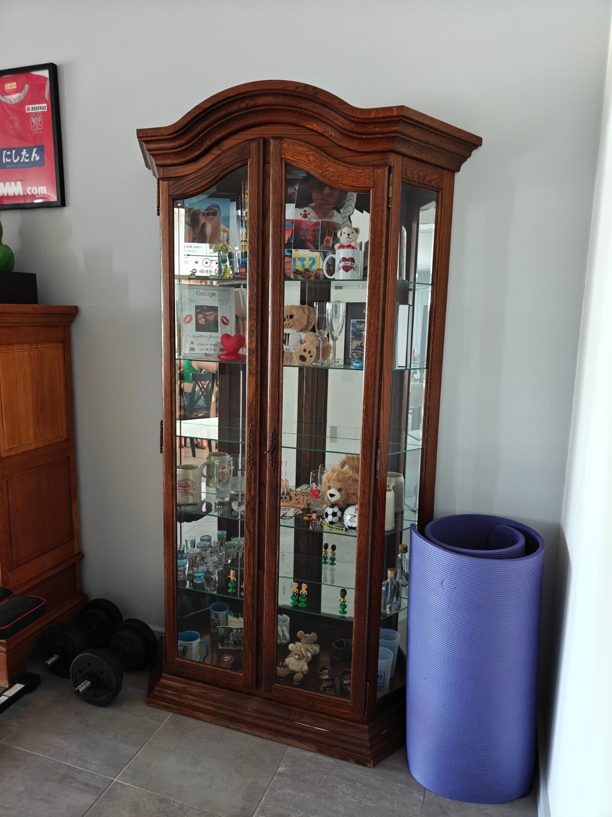 glazen vitrine kast, Huis en Inrichting, Ophalen, Zo goed als nieuw, Antieke kast, 150 tot 200 cm