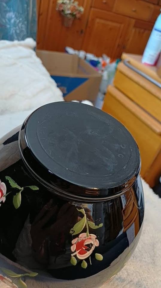 vase noir peint à la main - ancien, Antiek en Kunst, Ophalen