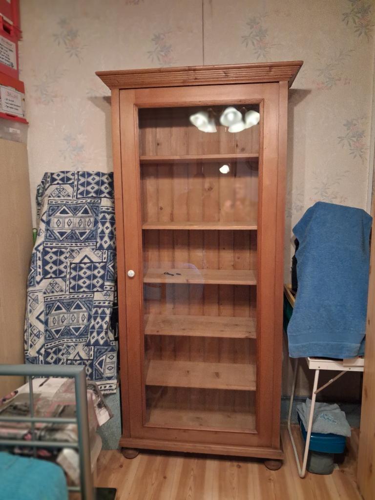 Vitrine en chêne 5 étagères, 25 à 50 cm, Comme neuf, Chêne, Avec tablette(s)