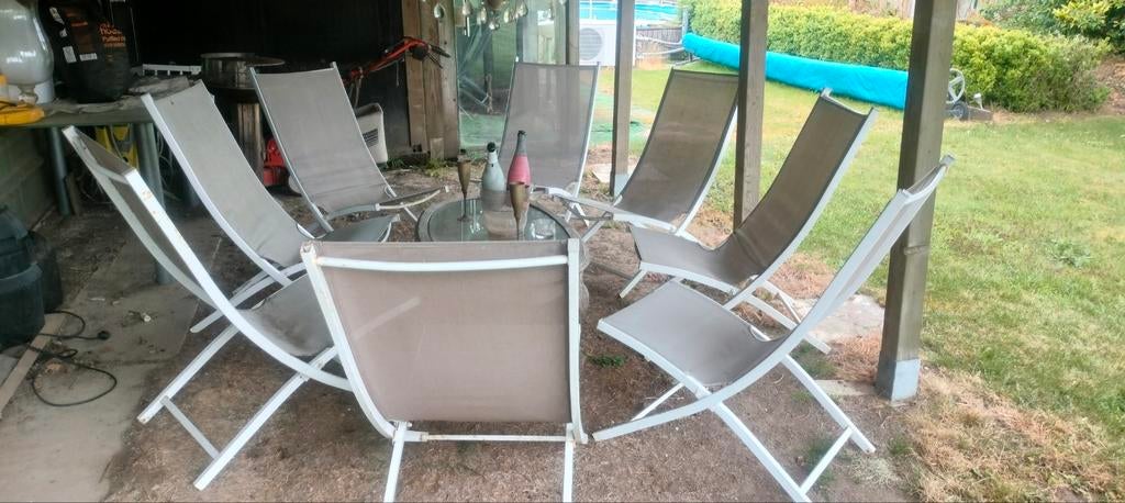 Set van 8 plooibare tuin/strand stoelen, Ophalen