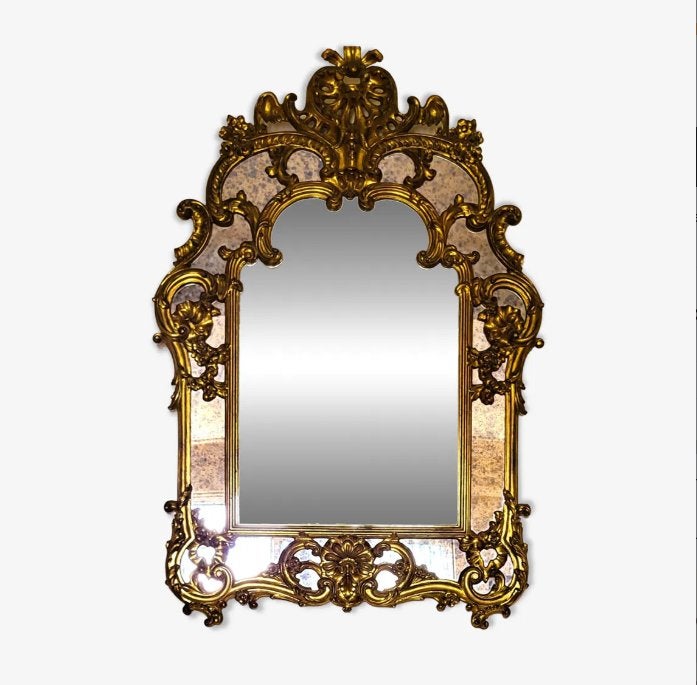 ✔️Miroir à parcloses style Louis XVI, Antiquités & Art, Enlèvement ou Envoi, 50 à 100 cm, 100 à 150 cm