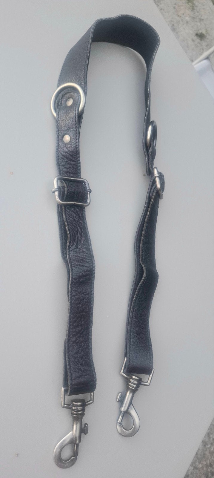 neuve large bandoulière cuir noir argenté foncé, Enlèvement ou Envoi, Noir, Cuir