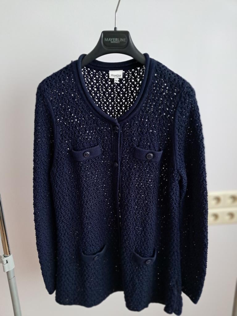 Veste Mayerline T 1L bleu marine crochet/tricot, Mayerline, Taille 46/48 (XL) ou plus grande, Enlèvement ou Envoi, Comme neuf