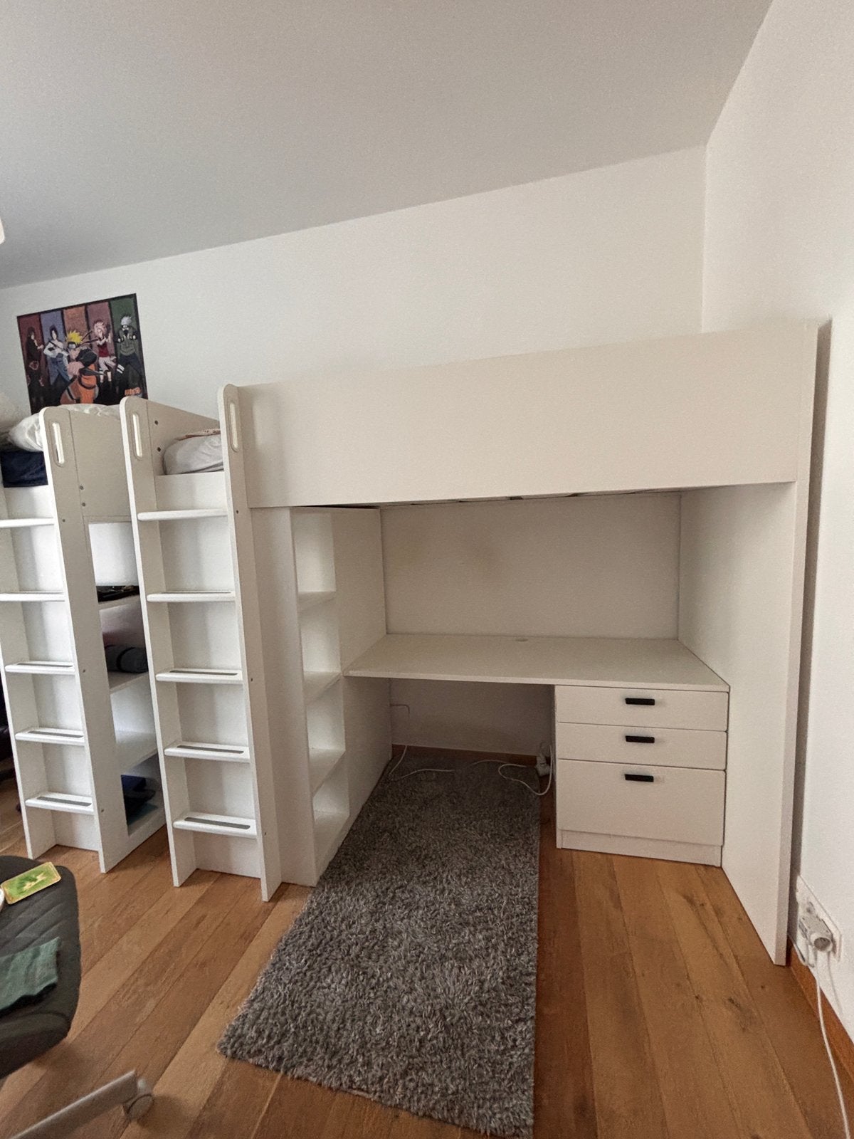 Lit mezzanine (+bureau, armoire and biblioteque. Matelas), Enlèvement, Utilisé, Lit mezzanine