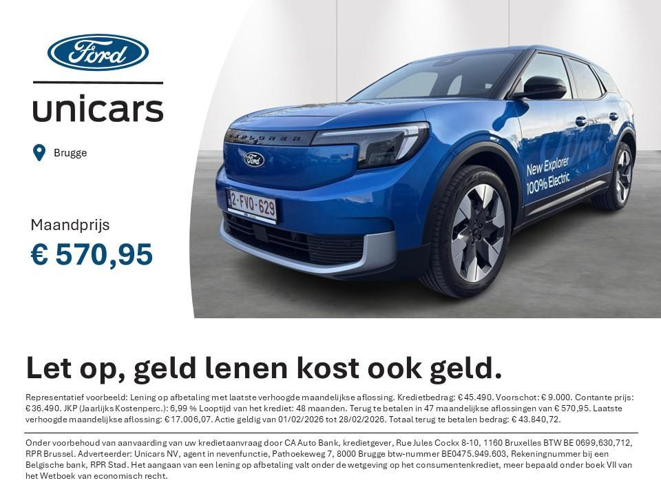 Ford Explorer 79kWh Extended Range AWD Premium - DIRECTIEWAG, Auto's, Ford, Automaat, Stof, Gebruikt, Blauw