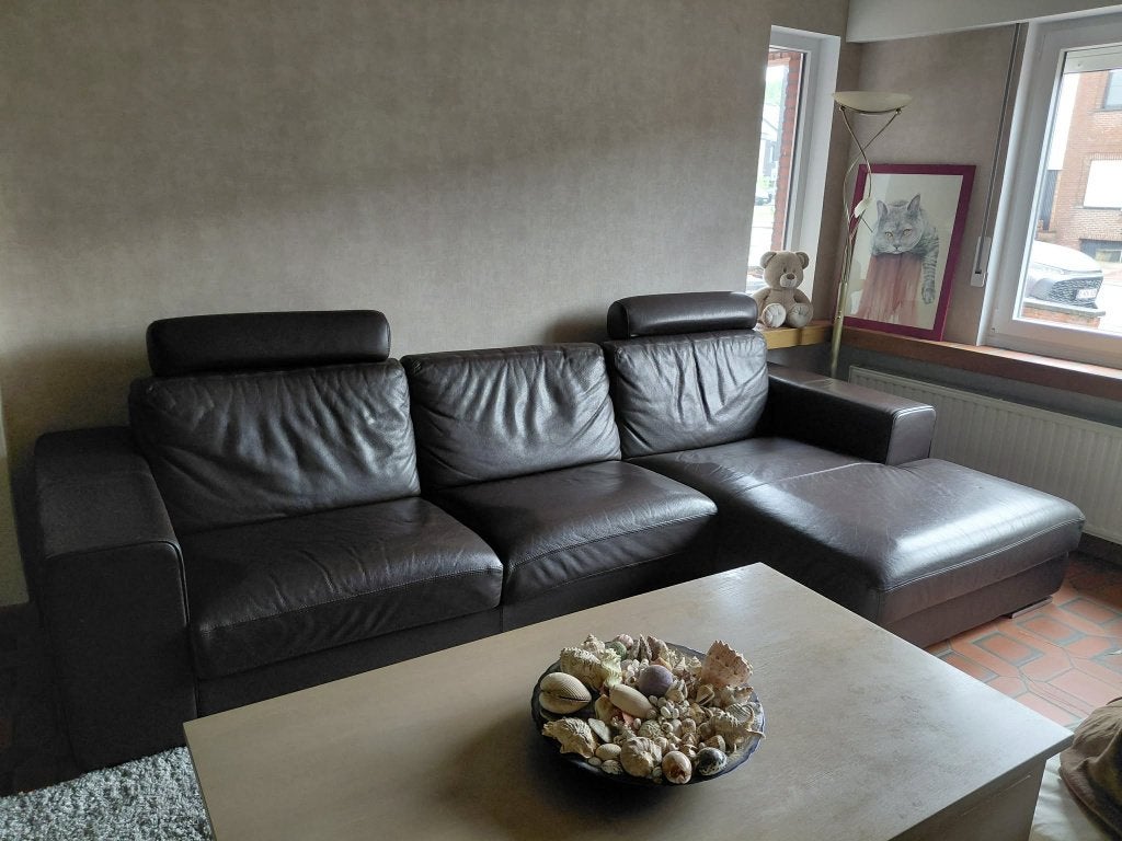 lederen salon met longseat, Ophalen, Overige maten, Italiaans leder, 300 cm of meer