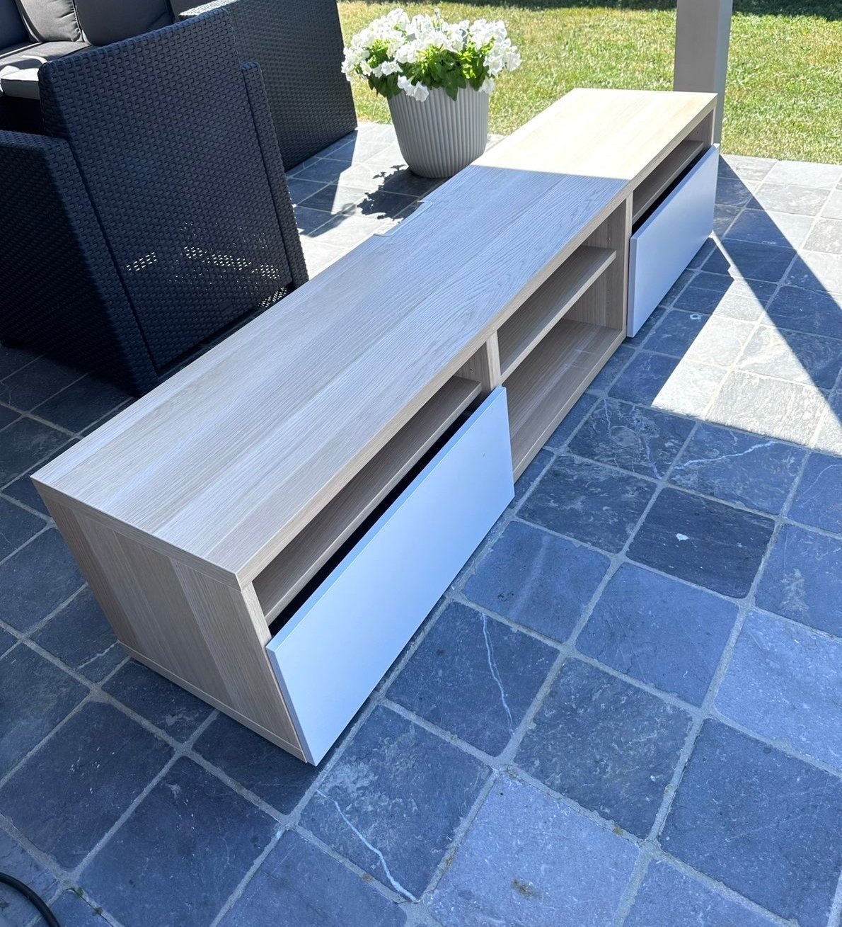 Meuble TV - 180x40x38 cm, Enlèvement, Comme neuf, Chêne