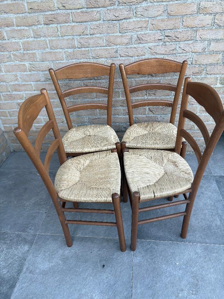 chaise en bois avec assise en osier, Comme neuf, Brun, Enlèvement, Bois