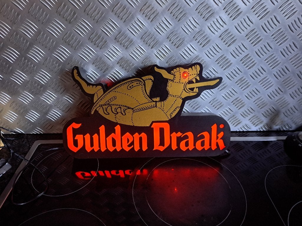 Enseigne lumineuse Gulden Draak, Collections, Enlèvement ou Envoi, Utilisé, Table lumineuse ou lampe (néon)