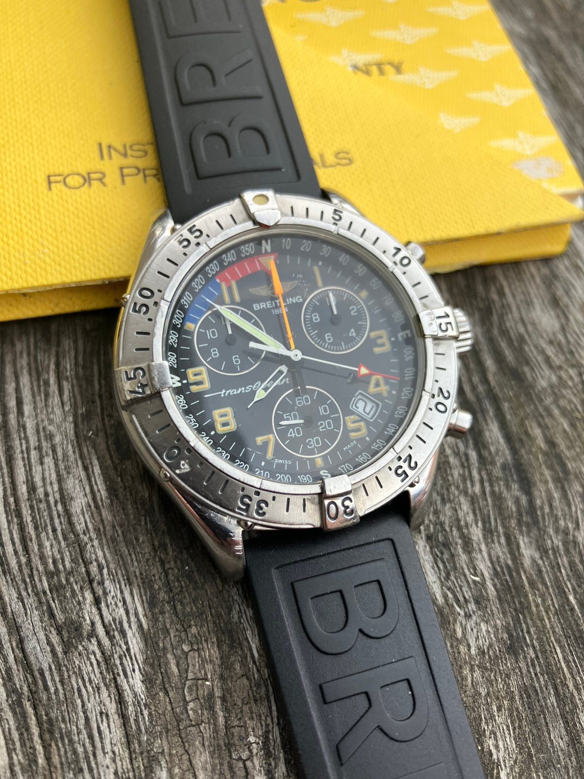 Breitling colt chrono transocean full set, Handtassen en Accessoires, Horloges | Heren, Gebruikt, Staal, Breitling, Polshorloge