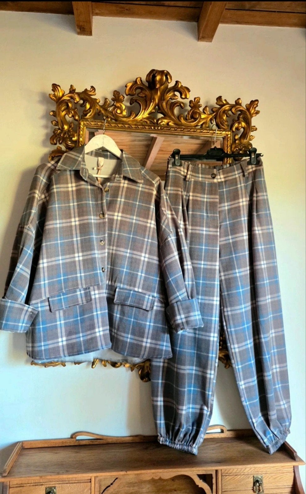 Geruite set van 2 stuks - Oversized hemd en broek, Verzenden