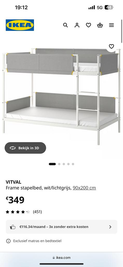 STAPELBED IKEA VITVAL, Enlèvement, Comme neuf, Lits superposés